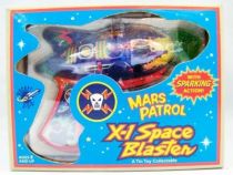 Space Gun - Sparkling Tin Toy - Mars Patrol X-1 Space Blaste