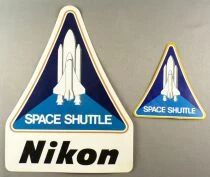 Space Shuttle - 2 Vintage Stickers of which Nikon