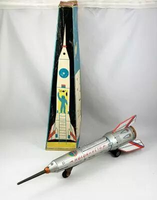 Space Toys - Jouet � Friction en T�le - Fus�e Holdrak�ta Interkosmosz (Elzett M�vek Lemez�ru Gy�ra)
