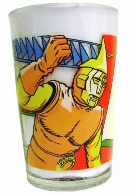 VERRE MOUTARDE ANCIEN Spectreman [VINTAGE, AMORA, MAILLE, Dorothée