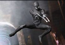 Spider-Man 3 - Spidey costume noir (Tobey Maguire) avec diorama Sandman - Figurine 30cm Hot Toys Sideshow MMS165