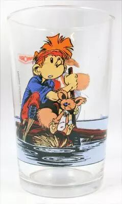 Spirou - Verre � moutarde Amora - Spirou et Spip en radeau