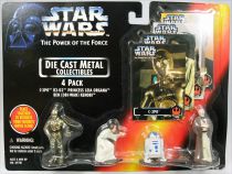 Star Wars (The Power of the Force) Die Cast Metal Collectibles - Kenner - C-3PO, R2-D2, Princess Leia, Ben Kenobi 4-pack