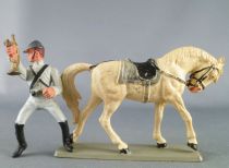 Starlux - Confederates - Series regular - Mounted bugler looking left extended arm white horse (ref CS9)