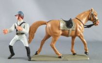 Starlux - Confederates - Series regular - Mounted Trooper looking right brown horse (ref CSXX)