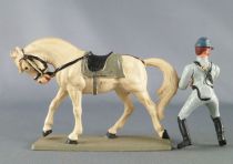 Starlux - Confederates - Series regular - Mounted Trooper looking right white horse (ref CSXX)