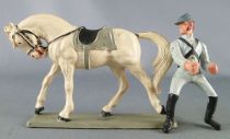 Starlux - Confederates - Series regular - Mounted Trooper looking right white horse (ref CSXX)