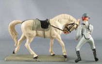 Starlux - Confederates - Series regular - Mounted Trooper looking right white horse (ref CSXX)