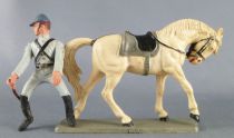 Starlux - Confederates - Series regular - Mounted Trooper with riding crop looking right white horse (ref CSXX)