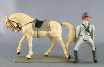 Starlux - Confederates - Series regular - Mounted Trooper with riding crop looking right white horse (ref CSXX)