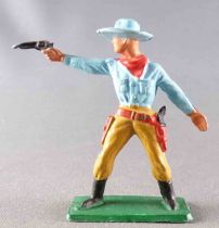 Starlux - Cow-Boys - 57 Series (Regular) - Footed Standing firing gun (blue & brown) (ref 123)