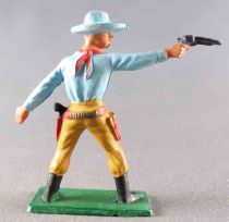 Starlux - Cow-Boys - 57 Series (Regular) - Footed Standing firing gun (blue & brown) (ref 123)