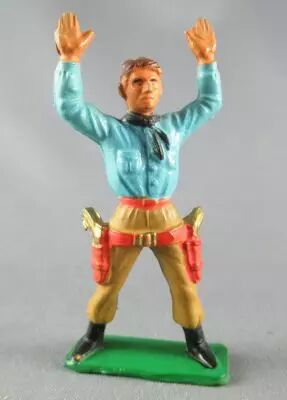 Starlux - Cow-Boys - S�rie 57 Ordinaire - Pi�ton Bras lev�s (bleu & ore) (r�f 126)