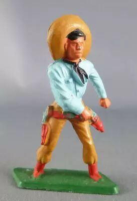 Starlux - Cow-Boys - S�rie 57 Ordinaire - Pi�ton Main sur r�volver (bleu & ocre) (r�f 129) 2