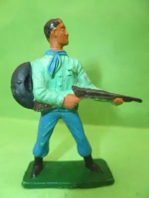 Starlux - Cow-Boys - S�rie 57 Ordinaire - Pi�ton Sh�riff fusil hanche (vert & bleu) (r�f 125)