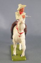 Starlux - Cow-Boys - Série 61 Ordinaire - Cavalier Revolver devant (jaune & marron) cheval blanc (réf 416)