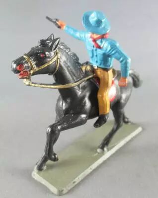 Starlux – Lot De 3 Cow-boys – 2 Piétons + 1 Cavalier – Plastique Peint – Conquêtes Coloniales