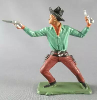 Starlux - Cow-Boys - S�rie 64 Luxe Sp�ciale - Pi�ton Debout 2 revolvers (vert & violet) (r�f 5123)