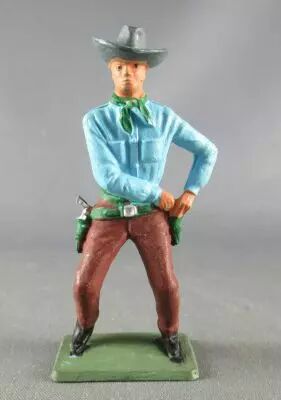 Starlux - Cow-Boys - S�rie 64 Luxe Sp�ciale - Pi�ton D�gainant 1 revolver (bleu & marron) (r�f 5124)
