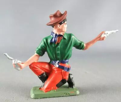 Starlux - Cow-Boys - S�rie 64 Luxe Sp�ciale - Pi�ton Tireur 2 pistolets �  genoux (vert & rouge) (r�f 5122)
