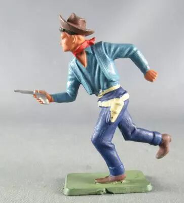 Starlux - Cow-Boys - S�rie 64 Luxe Sp�ciale - Pi�ton Tireur r�volver courant (bleu) (r�f 5131)