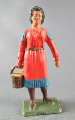 Starlux - Cow-Boys - S�rie 69 Femmes du Far-West - Femme cow-boy avec seau (orange) (r�f 5160)