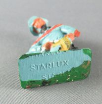 Starlux - Cow-Boys - Série 77 ordinaire - Piéton à genoux révolver (bleu) (réf 126)