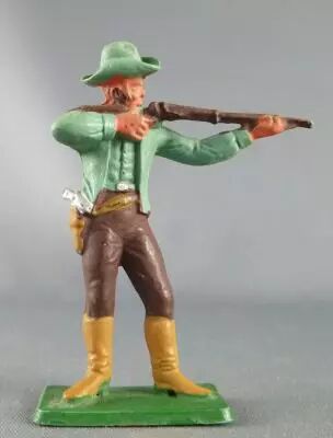 Starlux - Cow-Boys - S�rie 77 ordinaire - Pi�ton Tireur fusil debout (bleu & marron) (r�f 121)