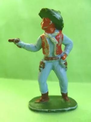 Starlux - Cow-Boys - Series 53 - Footed Firing gun standing (blue) (r�f 123)