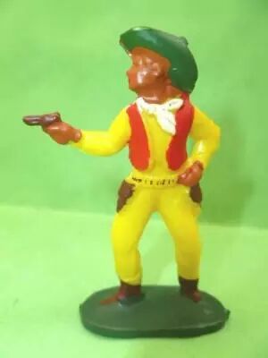 Starlux - Cow-Boys - Series 53 - Footed Firing gun standing (yellow) (r�f 123)