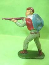 Starlux - Cow-Boys - Series 53 - Footed Firing rifle standing (grey green) (réf 121)