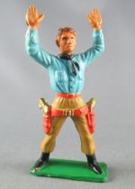 Starlux - Cow-Boys - Series 57 (Regular) - Footed Both hands up (blue & ochre) (ref 126)