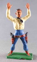 Starlux - Cow-Boys - Series 57 (Regular) - Footed Both hands up (yellow & blue) (ref 126)