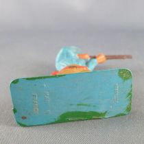 Starlux - Cow-Boys - Series 57 (Regular) - Footed firing rifle standing (blue & ochre) (ref 121)