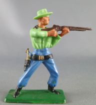 Starlux - Cow-Boys - Series 57 (Regular) - Footed firing rifle standing (green & blue) (ref 121)