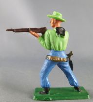 Starlux - Cow-Boys - Series 57 (Regular) - Footed firing rifle standing (green & blue) (ref 121)