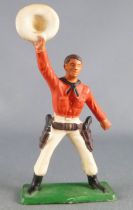 Starlux - Cow-Boys - Series 57 (Regular) - Footed Holding hat (red & tan) (ref 127)