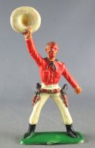 Starlux - Cow-Boys - Series 57 (Regular) - Footed Holding hat (red & tan) (ref 127)