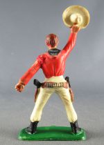 Starlux - Cow-Boys - Series 57 (Regular) - Footed Holding hat (red & tan) (ref 127)