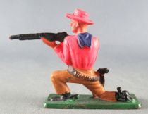 Starlux - Cow-Boys - Series 57 (Regular) - Footed kneeling firing gun (orange & brown) (ref 124)