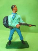 Starlux - Cow-Boys - Series 57 (Regular) - Footed Sheriff rifle on hip (green & blue) (ref 125)