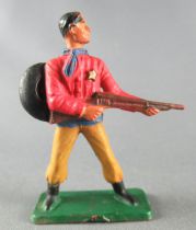Starlux - Cow-Boys - Series 57 (Regular) - Footed Sheriff rifle on hip (red & ochre) (ref 125)