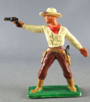 Starlux - Cow-Boys - Series 57 (Regular) - Footed Standing firing gun (yellow & brown) (ref 123)