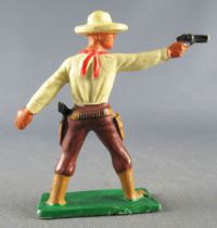 Starlux - Cow-Boys - Series 57 (Regular) - Footed Standing firing gun (yellow & brown) (ref 123)