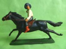 Starlux - Cow-Boys - Series 61 (Regular) - Mounted Lasso (cream & black) black horse (ref 418)