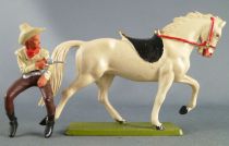 Starlux - Cow-Boys - Series 61 (Regular) - Mounted pistol on front (yellow & brown) white horse (ref 416)