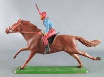 Starlux - Cow-Boys - Series 61 (Regular) - Mounted Rifle up (blue & red) brown horse (ref 414)