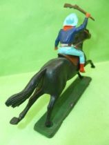 Starlux - Cow-Boys - Series 61 (Regular) - Mounted Rifle up (blue) black horse (ref 414)