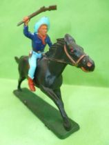 Starlux - Cow-Boys - Series 61 (Regular) - Mounted Rifle up (blue) black horse (ref 414)