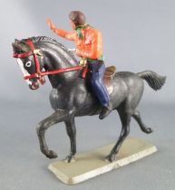 Starlux - Cow-Boys - Series 63 (Luxe) - Mounted Firing gun left hand (orange & blue) black horse (ref 4415)